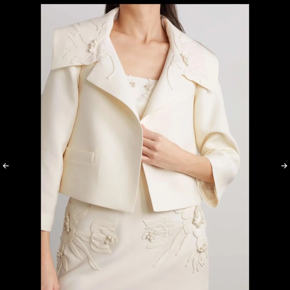 Valentino Jackets & Blazers - VALENTINO GARAVANI  Cropped Appliquéd Wool And Silk-Blend Jacket